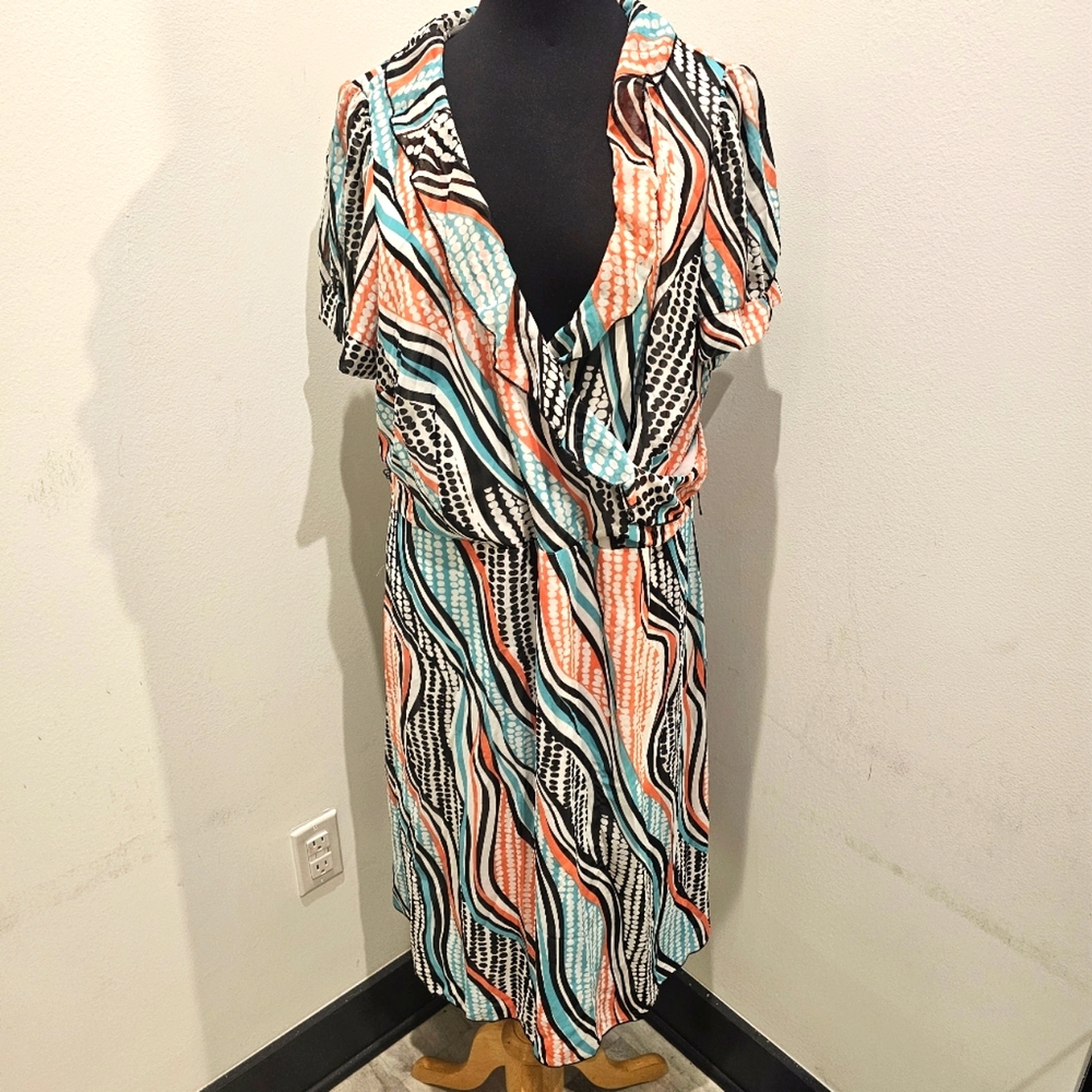 Vintage Torrid Abstract Print Midi Dress Size 20